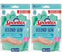 Spontex - Guantes de Limpieza sin Látex, Segunda Piel, Talla M, 2 Unidades (Paquete de 2)