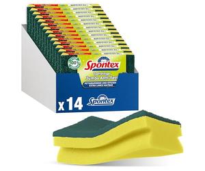 Spontex Jumbo - Lote de 14 estropajos antigrasa para superficies grandes, con fibras recicladas y antipelusas