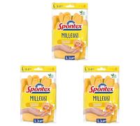 Spontex Milleusi, Guantes para el hogar, Tratamiento antibacteriano, Amarillo, Talla L (Paquete de 3)