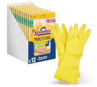 Spontex Multiuso, 12 pares de guantes para el hogar con protección contra la frescura y látex natural FSC, interior flocado de algodón, talla S (12 x 1 par)