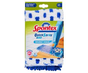 Spontex Quick Spray Duo Recambio para mopa Plana con pulverizador | Almohadilla de Microfibra para mopa | Limpia Suelos laminados, de Madera y baldosas | Cabezal Reversible sin Contacto