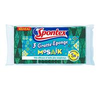 SPONTEX - Rascador de esponja Mosaik - 12 esponjas raspadoras verdes decoradas con colores estéticos - Juego de 4 paquetes de 3