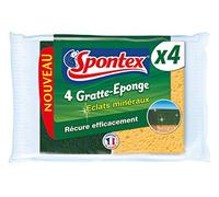 SPONTEX - Rasqueta de esponja minerales - 4 esponjas para platos rascadores verdes con minerales de sílice