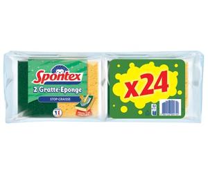 SPONTEX - Rasqueta de Esponja Stop-Grasa - 12 Paquetes de 2 esponjas rascadoras Verdes protección antigrasa - 24 esponjas