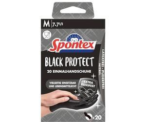 Spontex una vez Black Protect - Guantes extra resistente en negro, talla M, 20 unidades