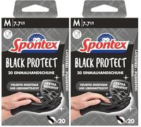 Spontex una vez Black Protect - Guantes extra resistente en negro, talla M, 20 unidades (Paquete de 2)