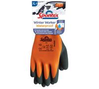 Spontex Winter Worker 12322089 - Guantes de trabajo impermeables con forro de doble capa, revestimiento de látex, talla XL, 1 par, color naranja/negro, XL (1 par)
