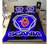 SPONYBORTY Juego de Funda nórdica de sábana Suave y Transpirable de Tres Piezas SCA-Nia Ropa de Cama de Microfibra Impresa en 3D + 2 Fundas de Almohada Polainas/E / 200x200cm