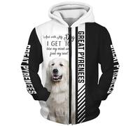 SPONYBORTY Sudaderas Chaquetas Camiseta de Manga Corta Cárdigan Delgada 3d GREAT PYRENEES DOG Pull-Over Hombres Mujeres Poliéster Casual Camisa de Entrenamiento Único Impresión/A1/M