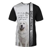 SPONYBORTY Sudaderas Chaquetas Camiseta de Manga Corta Cárdigan Delgada 3d GREAT PYRENEES DOG Pull-Over Hombres Mujeres Poliéster Casual Camisa de Entrenamiento Único Impresión/a4/4XL