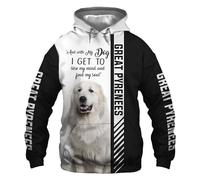 SPONYBORTY Sudaderas Chaquetas Camiseta de Manga Corta Cárdigan Delgada 3d GREAT PYRENEES DOG Pull-Over Hombres Mujeres Poliéster Casual Camisa de Entrenamiento Único Impresión/A2/4XL