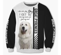 SPONYBORTY Sudaderas Chaquetas Camiseta de Manga Corta Cárdigan Delgada 3d GREAT PYRENEES DOG Pull-Over Hombres Mujeres Poliéster Casual Camisa de Entrenamiento Único Impresión/a3/4XL