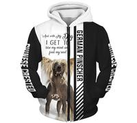 SPONYBORTY Sudaderas con capucha, chaquetas, camiseta, cárdigan, fino, 3D, estampado de Pinscher alemán, pulóver, sudadera informal de poliéster para hombres y mujeres Moda/A1/XXL