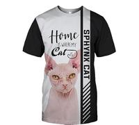 SPONYBORTY Sudaderas con capucha Chaquetas Camiseta Pantalones Pantalones cortos Cárdigan Delgado 3D Sphynx Cat Print Pullover Hombres y mujeres Sudadera de poliéster informal Único Manual/a4/M