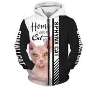 SPONYBORTY Sudaderas con capucha Chaquetas Camiseta Pantalones Pantalones cortos Cárdigan Delgado 3D Sphynx Cat Print Pullover Hombres y mujeres Sudadera de poliéster informal Único Manual/A1/XL