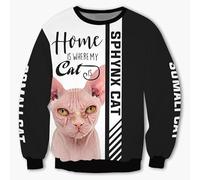 SPONYBORTY Sudaderas con capucha Chaquetas Camiseta Pantalones Pantalones cortos Cárdigan Delgado 3D Sphynx Cat Print Pullover Hombres y mujeres Sudadera de poliéster informal Único Manual/a3/L