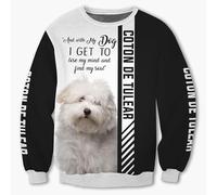SPONYBORTY Sudaderas con capucha Chaquetas Camiseta Pantalones Pantalones cortos Cárdigan Delgado 3D Coton de Tulear Impresión Pullover Hombres y mujeres Sudadera de poliéster informal Moda/a3/M