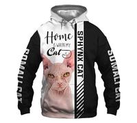 SPONYBORTY Sudaderas con capucha Chaquetas Camiseta Pantalones Pantalones cortos Cárdigan Delgado 3D Sphynx Cat Print Pullover Hombres y mujeres Sudadera de poliéster informal Único Manual/A2/S