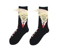 Spoof - Calcetines de algodón con pelo falso 3D para hombre, diseño de presidente Donald Trump, blanco, S-L