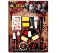 Spooktacular Creations 16 piezas Kit de maquillaje familiar de Halloween Pintura facial y corporal con gel de sangre líquido para cosplay Suministros para fiestas de Halloween