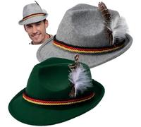 Spooktacular Creations 2 sombreros alpinos alemanes suizos accesorios de disfraz, Fedora retro de fieltro para adultos, regalos de fiesta de Halloween, Oktoberfest, disfraz bávaro, juego de rol