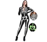 Spooktacular Creations Adulto Mujeres Brillan en la Oscuridad Disfraz de Esqueleto para Halloween Fiesta de disfraces Juego de rol Cosplay