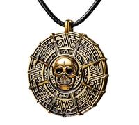 Spooktacular Creations Collar de moneda pirata, collar de calavera, accesorios para hombres, mujeres y niños, Halloween, cosplay, disfraz de piratas, recuerdos de fiesta