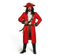 Spooktacular Creations Conjunto de disfraz de capitán pirata para hombre, traje de capitán rojo de lujo para adultos, disfraz de Halloween, fiesta, cosplay (pequeño)