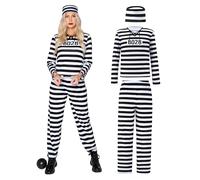 Spooktacular Creations Conjunto de Disfraz de Ladrón de Halloween para Mujer Adulto Con Sombrero de Prisionero - L