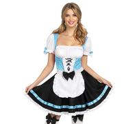 Spooktacular Creations Conjunto de disfraz de Oktoberfest alemán para mujer, vestido de niña de cerveza alemana negro y azul y medias altas XL