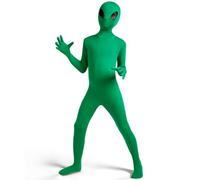 Spooktacular Creations Disfraz de alienígena para niños, overol verde de alienígena para niños, niñas, disfraz de Halloween, juego de rol, Verde, Plus