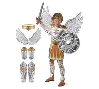 Spooktacular Creations Disfraz de arcángel dorado para Halloween, conjunto de gladiador medieval con accesorios para fiestas temáticas de juegos de rol de Halloween