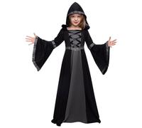 Spooktacular Creations Disfraz de bruja con capucha negra para niñas, disfraz de bruja de cuento de hadas para Halloween, fiesta de juegos de rol, Negro, X-Large(12-14yr)