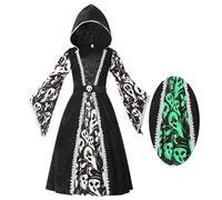Spooktacular Creations Disfraz de Bruja para niñas, Vestido Negro con Estampado de Bruja Oscura para niñas, Disfraces y Juegos de Roles de Halloween-M