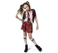 Spooktacular Creations Disfraz de colegiala zombi, disfraz de zombi sangriento para niña, para Halloween, escuela, evento, fiesta, negro, talla M