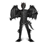 Spooktacular Creations Disfraz de dragón para niños, mono de dragón oscuro, alas de dragón, cola y máscara para disfraz de Halloween-M