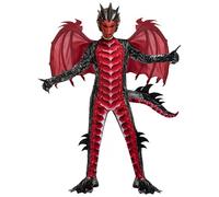 Spooktacular Creations Disfraz de dragón para niños (negro y rojo), alas y máscara de dragón, traje de Halloween traje de dragón para niños para fiestas de Halloween, cosplay-M