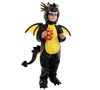 Spooktacular Creations Disfraz de dragón unisex negro con alas para bebé, ideal para Halloween, fiesta temática de dinosaurios (3-4 años)