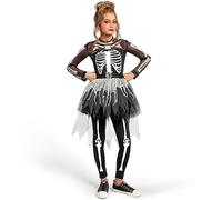 Spooktacular Creations Disfraz de esqueleto de chicas, vestido de esqueleto fantasmal para niñas Halloween Dress up, juego de roles, cosplay-l