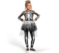 Spooktacular Creations Disfraz de esqueleto de Halloween para niñas, vestido de tutú de esqueleto fantasmal para niñas (XL (12-14 años)
