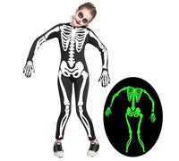Spooktacular Creations Disfraz de Esqueleto para Niños, Unisex Brillo en el Mono de Esqueleto Oscuro con Guantes para Niños, Chicas Halloween Dress, Juego de Roles, Cosplay Party-