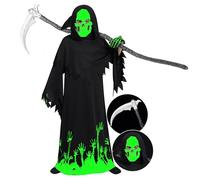 Spooktacular Creations - Disfraz de Fantasma para niños Que Brilla en la Oscuridad, Negro (Negro, Medium)