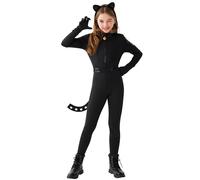 Spooktacular Creations Disfraz de gato negro para niña, disfraz infantil de gato negro, disfraz de Halloween para fiesta de cosplay (talla mediana (8-10 años))
