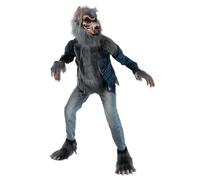 Spooktacular Creations - Disfraz de Halloween para hombre lobo con pelo gris con máscara, disfraz para niños y niñas, juegos de rol, fiesta cosplay, talla L (10 a 12 años)
