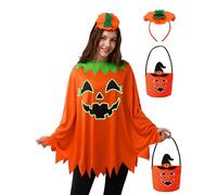 Spooktacular Creations Disfraz de Halloween para mujer con poncho de calabaza que brilla en la oscuridad, juego de disfraz de adulto, disfraz de Halloween para mujer, juego de rol