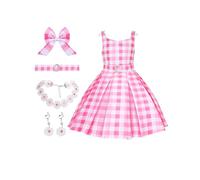 Spooktacular Creations Disfraz de Halloween para niñas, vestido de cuadros rosa, vestido de muñeca rosa para niñas, fiesta de Halloween, juego de rol (XL (12-14 años))