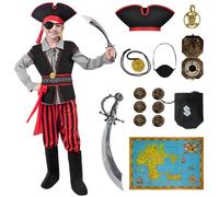 Spooktacular Creations Disfraz de Halloween para niños, disfraz de pirata para niños, disfraz de pirata para niños con accesorios para fiesta de Halloween, juego de rol pirata (pequeño (5-7 años))