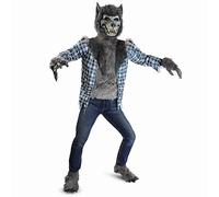 Spooktacular Creations Disfraz de hombre lobo aullador de lujo con máscara, guantes de garras de hombre lobo, fundas para botas, disfraz de lobo de Halloween para niños-XXL (14-16 años)