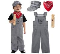 Spooktacular Creations - Disfraz de ingeniero de tren de ferrocarril unisex para niños - Negro - S (5-7 años)