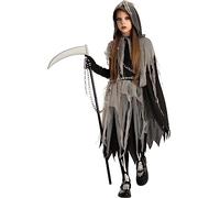 Spooktacular Creations Disfraz de la Parca para niña con guantes y medias que brillan en la oscuridad, disfraz de Halloween aterrador para fiesta de disfraces, XXL (14-16 años)